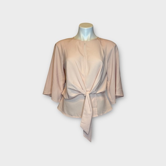 Topshop Blush Pink Front Tie Peplum Keyhole Detail Top - Picture 4 of 10